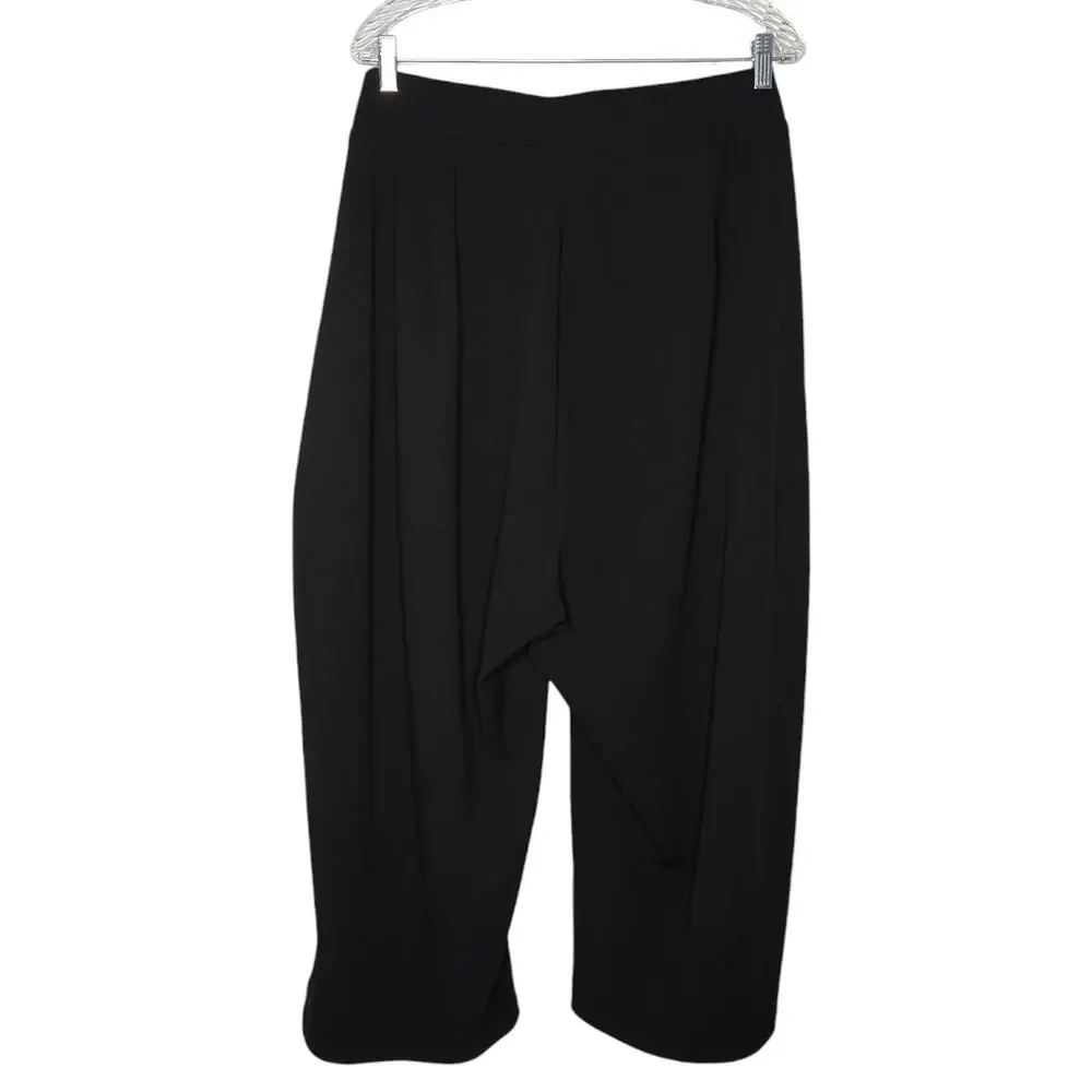 City Chic Black Tie Waist High Rise Wide Leg Pull-on Cropped Pants Women's 22